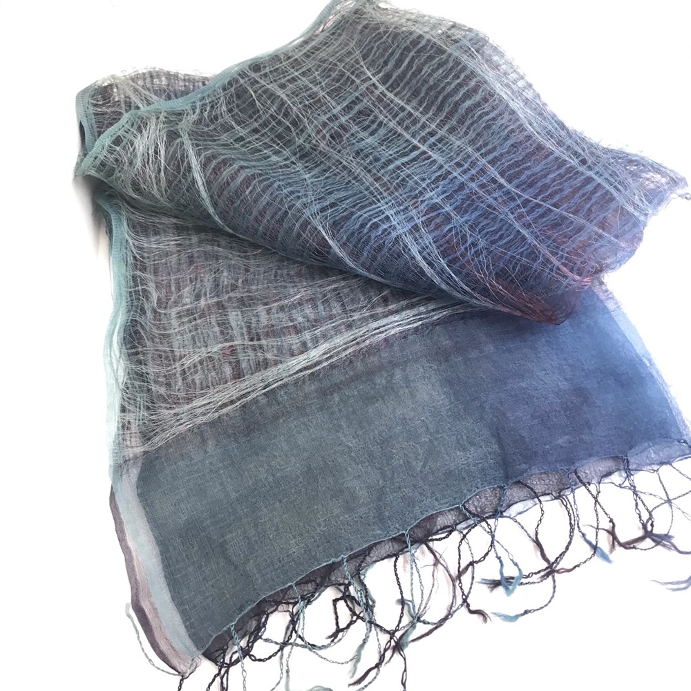 Crude silk scarf🖐🏻dyed in Japan @shiboribythesea